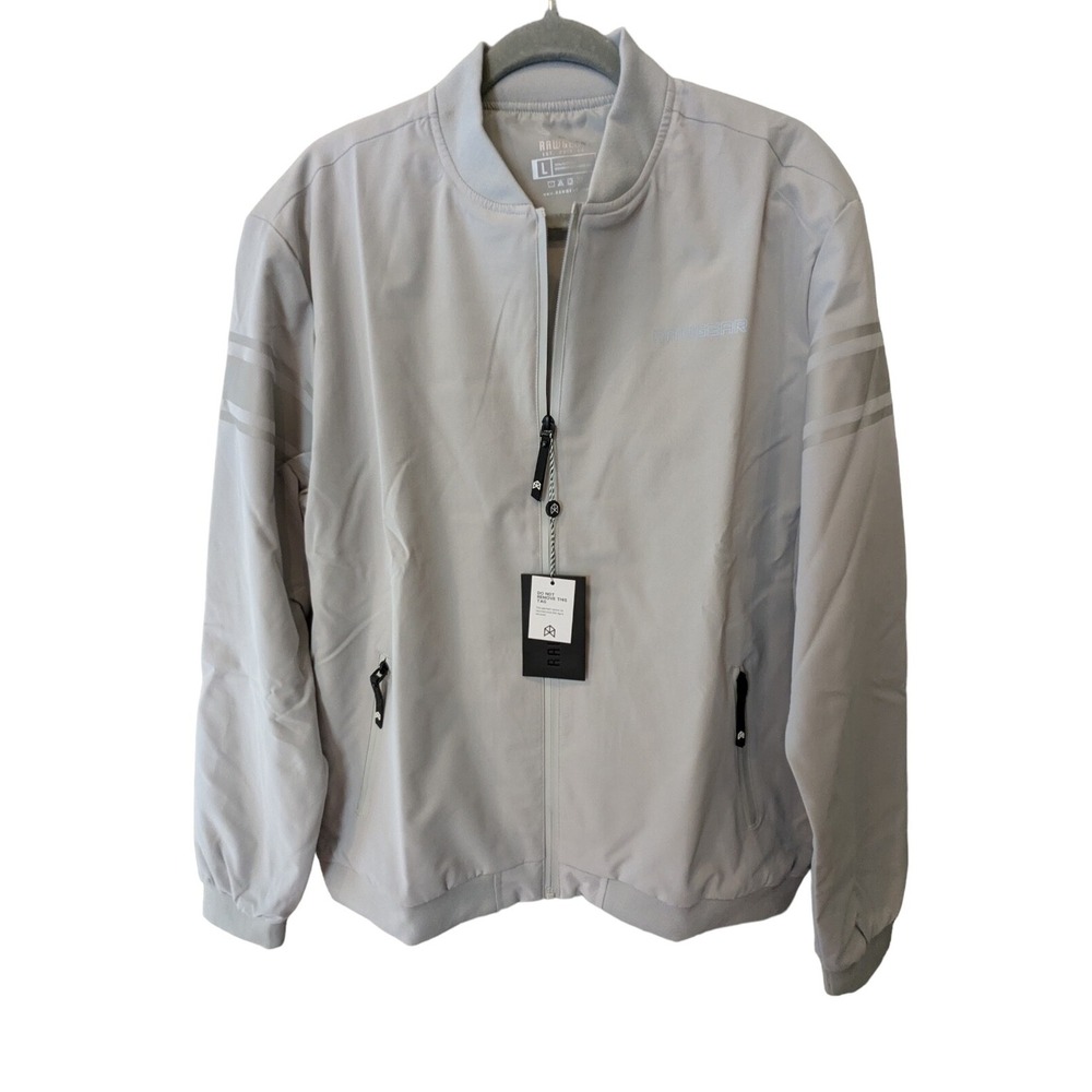 Rawgear Mens Size L Light Gray Full Zip Quality Jacket Zip‎ Pockets NEW NWT